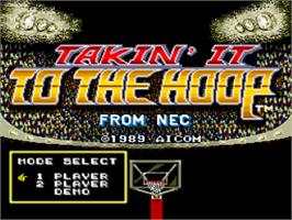 Title screen of Takin' It To The Hoop on the NEC TurboGrafx-16.