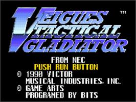 Title screen of Veigues - Tactical Gladiator on the NEC TurboGrafx-16.