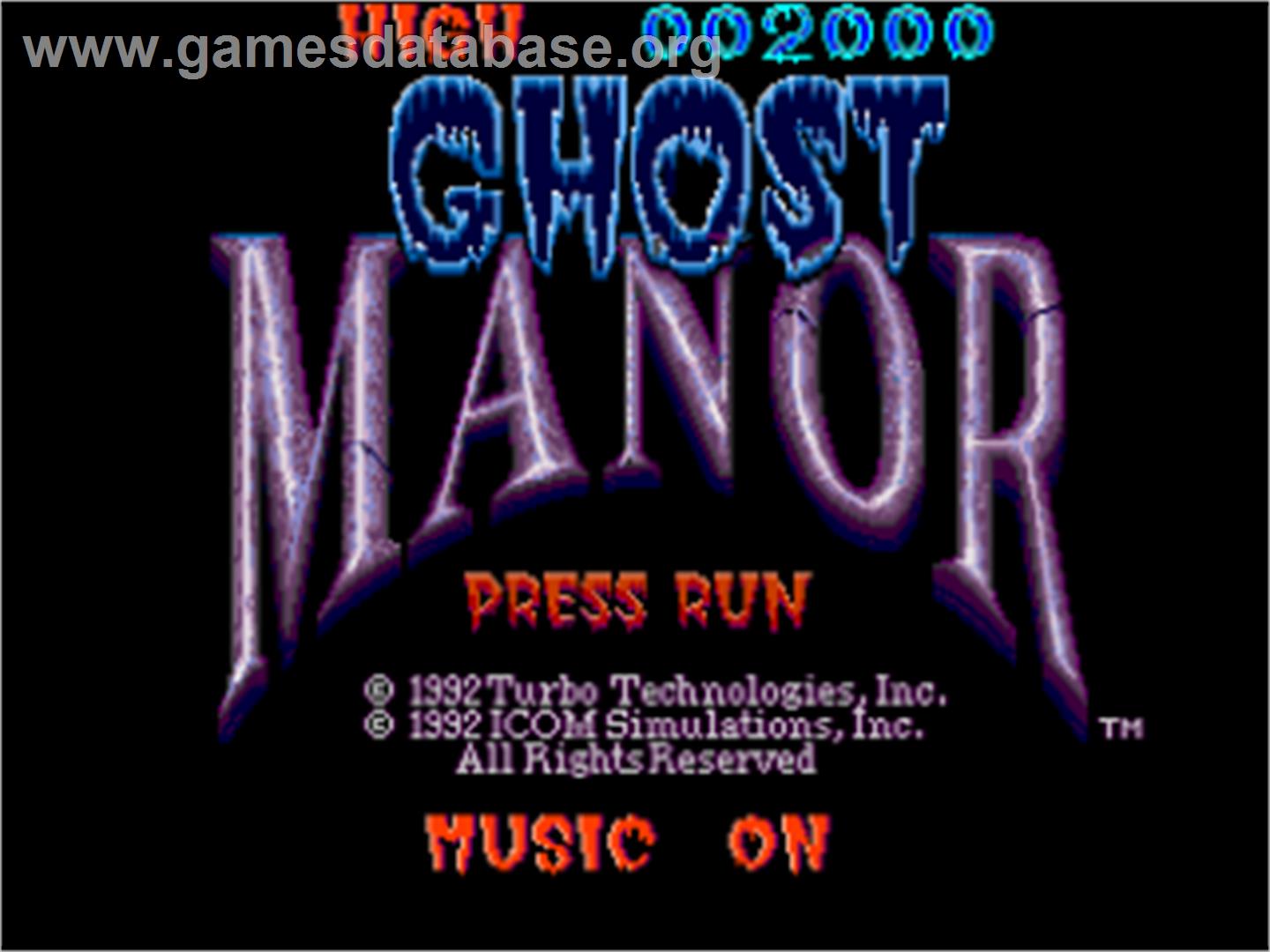 Ghost Manor - NEC TurboGrafx-16 - Artwork - Title Screen