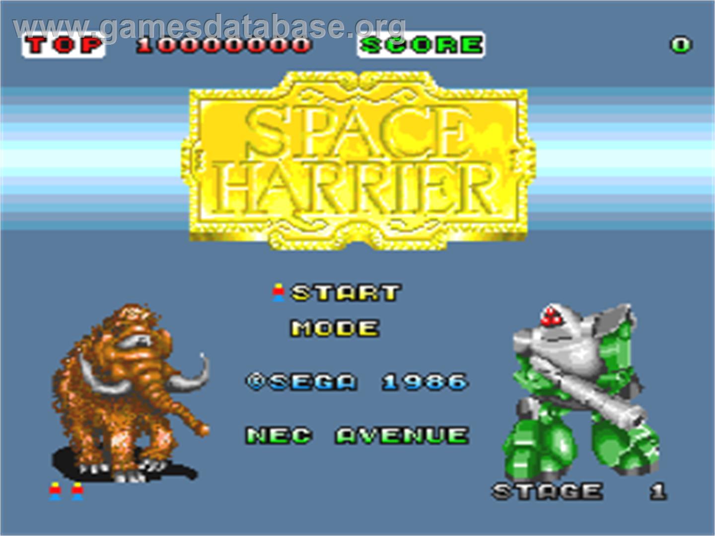 Space Harrier - NEC TurboGrafx-16 - Artwork - Title Screen