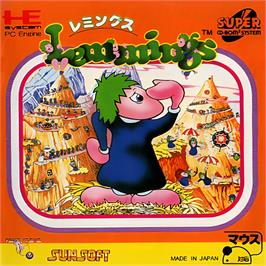 Box cover for Lemmings on the NEC TurboGrafx CD.