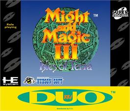 Box cover for Might And Magic 3 - Isles Of Terra on the NEC TurboGrafx CD.