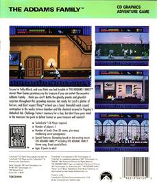 Box back cover for Addams Family, The on the NEC TurboGrafx CD.