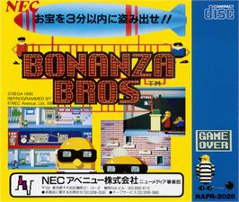 Box back cover for Bonanza Bros. on the NEC TurboGrafx CD.