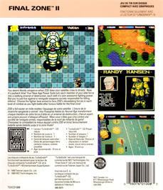 Box back cover for Final Zone 2 on the NEC TurboGrafx CD.