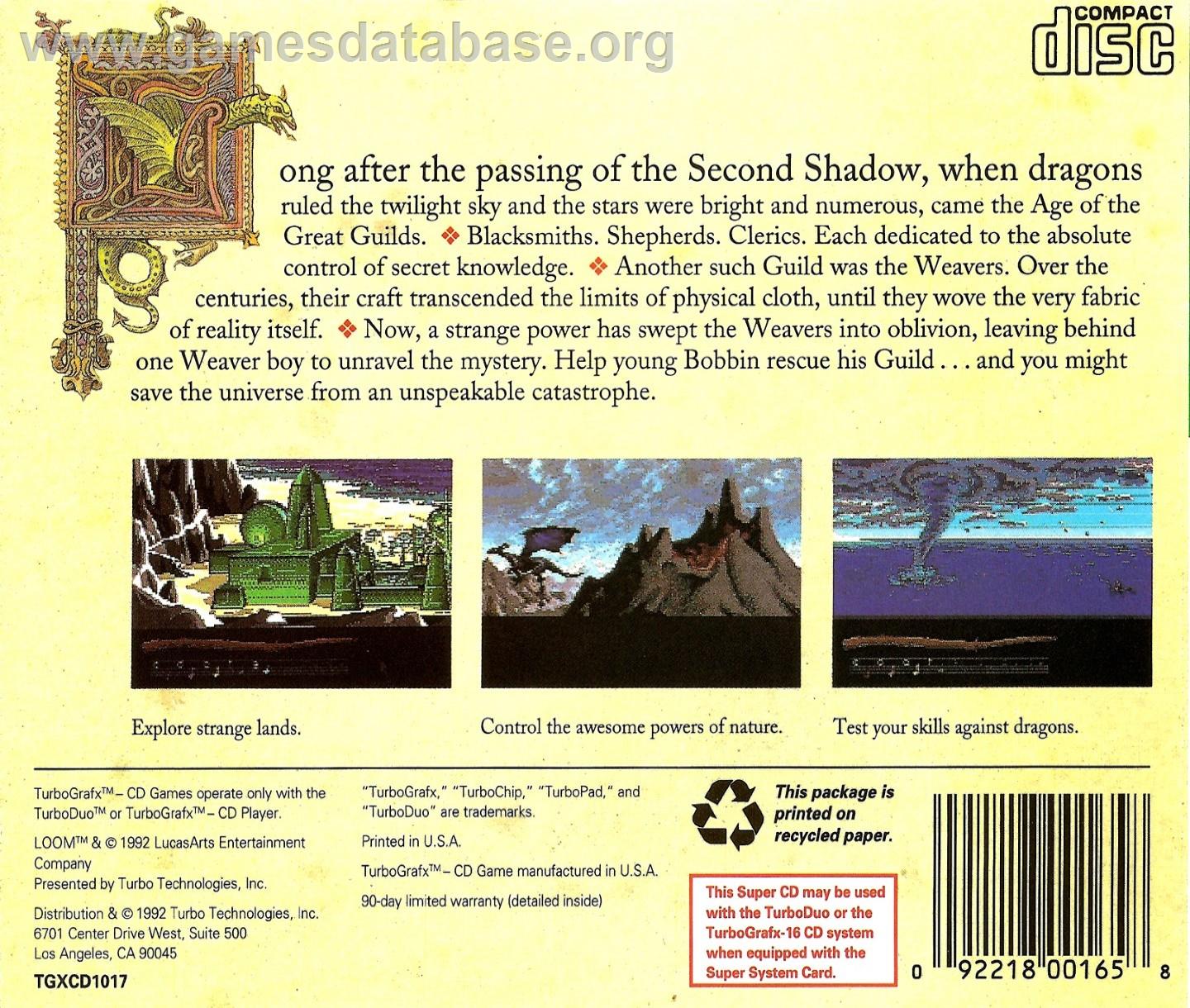 Loom - NEC TurboGrafx CD - Artwork - Box Back