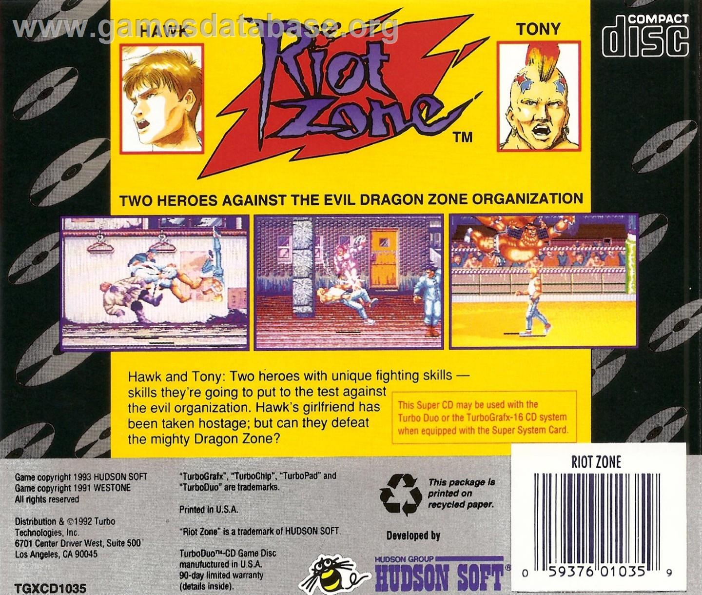 Riot Zone - NEC TurboGrafx CD - Artwork - Box Back