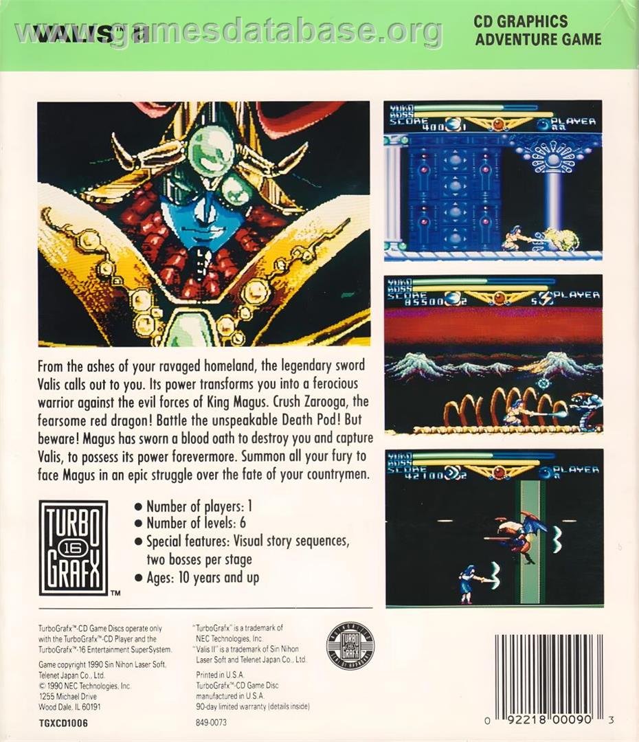 Valis 2 - NEC TurboGrafx CD - Artwork - Box Back