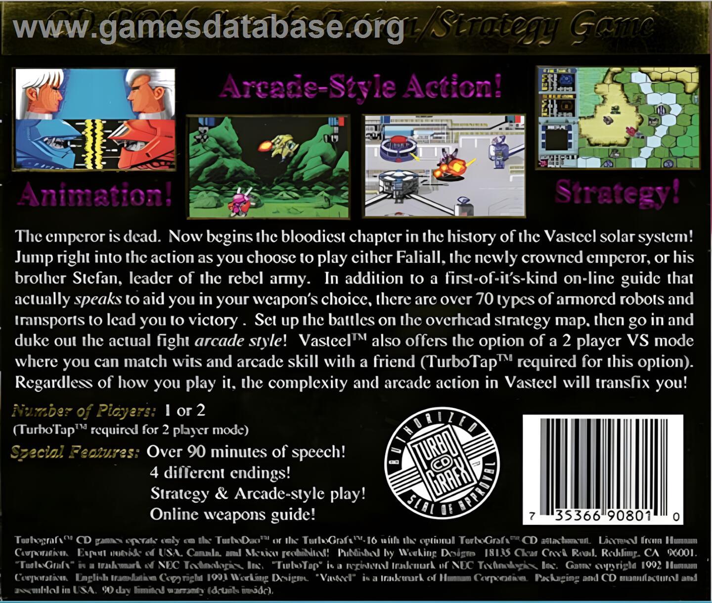 Vasteel - NEC TurboGrafx CD - Artwork - Box Back