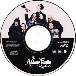 Cartridge artwork for Addams Family, The on the NEC TurboGrafx CD.