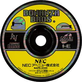 Cartridge artwork for Bonanza Bros. on the NEC TurboGrafx CD.
