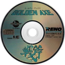 Cartridge artwork for Golden Axe on the NEC TurboGrafx CD.