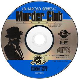 Cartridge artwork for Jb Harold Murder Club on the NEC TurboGrafx CD.