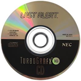 Cartridge artwork for Last Alert on the NEC TurboGrafx CD.