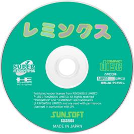 Cartridge artwork for Lemmings on the NEC TurboGrafx CD.