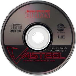 Cartridge artwork for Vasteel on the NEC TurboGrafx CD.