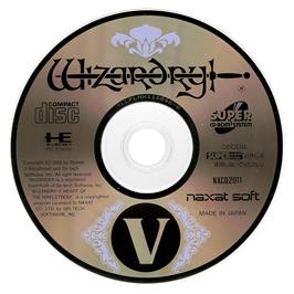 Cartridge artwork for Wizardry 5 - Heart of the Maelstrom on the NEC TurboGrafx CD.