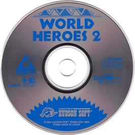Cartridge artwork for World Heroes 2 on the NEC TurboGrafx CD.
