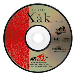 Cartridge artwork for Xak 1-2 on the NEC TurboGrafx CD.