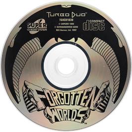 Artwork on the Disc for Forgotten Worlds on the NEC TurboGrafx CD.
