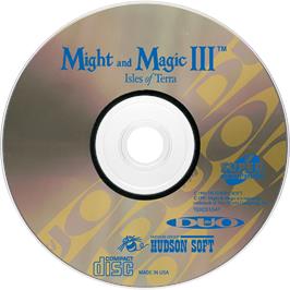 Artwork on the Disc for Might and Magic III: Isles of Terra on the NEC TurboGrafx CD.