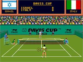 In game image of Davis Cup Tennis, The on the NEC TurboGrafx CD.