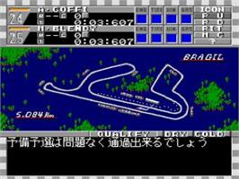 In game image of F1 Team Simulation - Project F on the NEC TurboGrafx CD.