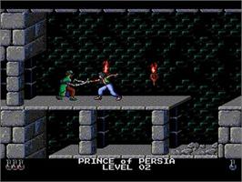 In game image of Prince Of Persia on the NEC TurboGrafx CD.