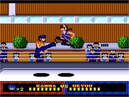 In game image of Ranma 1/2 - Datou Ganso Musabetsu Kakutou-ryuu! on the NEC TurboGrafx CD.
