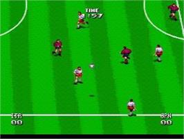 In game image of Tecmo World Cup Super Soccer on the NEC TurboGrafx CD.