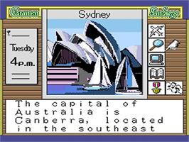 In game image of Where in the World is Carmen Sandiego? on the NEC TurboGrafx CD.