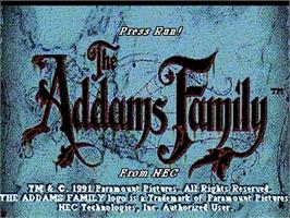 Title screen of Addams Family, The on the NEC TurboGrafx CD.