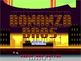 Title screen of Bonanza Bros. on the NEC TurboGrafx CD.