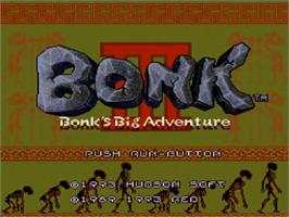 Title screen of Bonk 3: Bonk's Big Adventure on the NEC TurboGrafx CD.