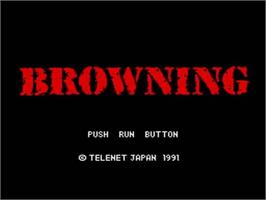 Title screen of Browning on the NEC TurboGrafx CD.