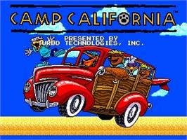Title screen of Camp California on the NEC TurboGrafx CD.