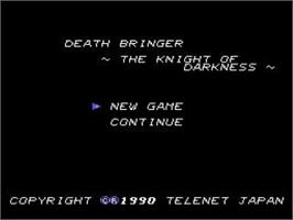 Title screen of Death Bringer - The Knight Of Darkness on the NEC TurboGrafx CD.
