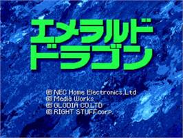Title screen of Emerald Dragon on the NEC TurboGrafx CD.