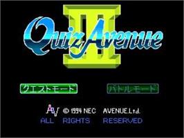 Title screen of Quiz Avenue 3 on the NEC TurboGrafx CD.