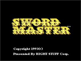 Title screen of Sword Master on the NEC TurboGrafx CD.