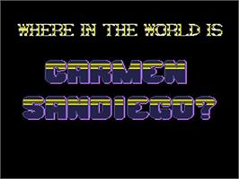 Title screen of Where in the World is Carmen Sandiego? on the NEC TurboGrafx CD.