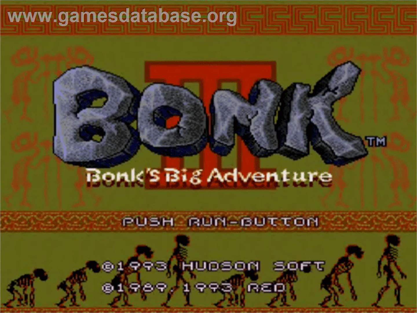 Bonk 3: Bonk's Big Adventure - NEC TurboGrafx CD - Artwork - Title Screen