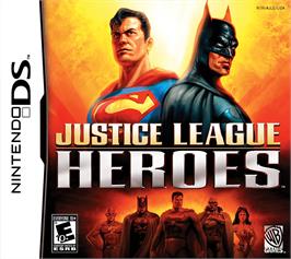 Box cover for Justice League Heroes on the Nintendo DS.