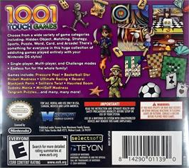 Box back cover for 1001 Touch Games on the Nintendo DS.