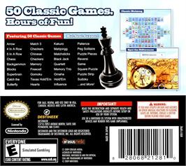 Box back cover for 50 Classic Games on the Nintendo DS.