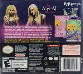 Box back cover for Aly And Aj Adventure, The on the Nintendo DS.