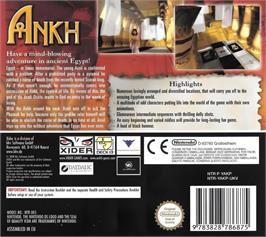 Box back cover for Ankh - La Malediction Du Roi Scarabee on the Nintendo DS.