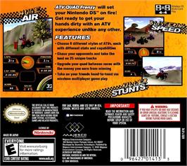 Box back cover for Atv Quad Frenzy on the Nintendo DS.