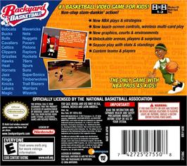 Box back cover for Backyard Basketball on the Nintendo DS.