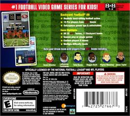 Box back cover for Backyard Football '09 on the Nintendo DS.